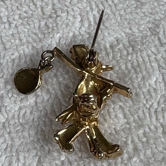 Vintage Unisex Gold Tone Chimney Sweep Brooch Pin - Lucky Charm Jewelry - Picture 4 of 7